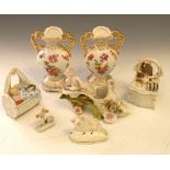 Group of 19th Century and later ceramics to include; Staffordshire lamb with granular decoration,