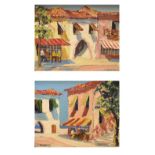 Chandos - Pair of oil on boards - Continental street scenes, both signed, 19.5cm x 24.5cm, framed