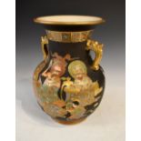 20th Century Japanese Satsuma vase having dragon head handles and decorated with the Eight