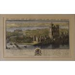 After S & M. Buck - Print of the North East view of Chepstow Castle, 20cm x 37.5cm, framed and