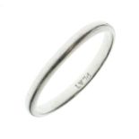 Platinum wedding band, the shank stamped Plat, size P, 2.7g approx Condition: Some light surface