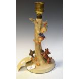 1930's period Hummel Goebel 'Culprit' lamp base, stamped 44/A, 29.5cm high Condition: Lamp has