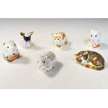 Six Royal Crown Derby paperweights to include, Catnip Kitten, Poppy Mouse, Derby Dormouse etc (