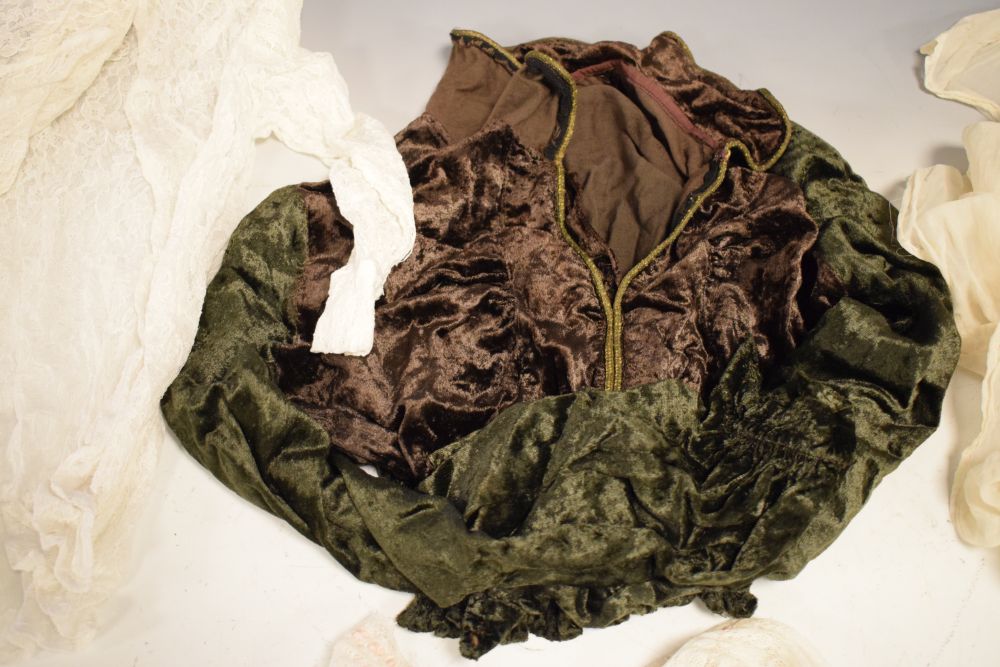 Clothing - Victorian or Edwardian cream silk petticoat, two lace blouses and brown and green - Image 3 of 6