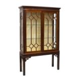 Early 20th Century Chippendale revival mahogany display cabinet having blind fretwork frieze and