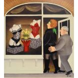 Beryl Cook - Signed limited edition coloured print - 'The Lingerie Shop', No. 213/650, published