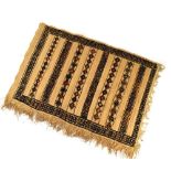 Ethnographica - African tribal woven seagrass rug or mat, with bands of geometric decoration,