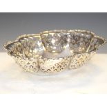 George V silver shaped bowl with pierced decoration to the sides, Birmingham 1926, 21cm long, 130g