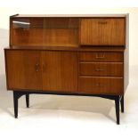 Modern Design - Nathan retro sideboard in walnut and ebony finish, 122cm x 44cm x 106cm high