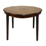 Edwardian string inlaid mahogany shaped top occasional table standing on four tapered legs, 68cm x