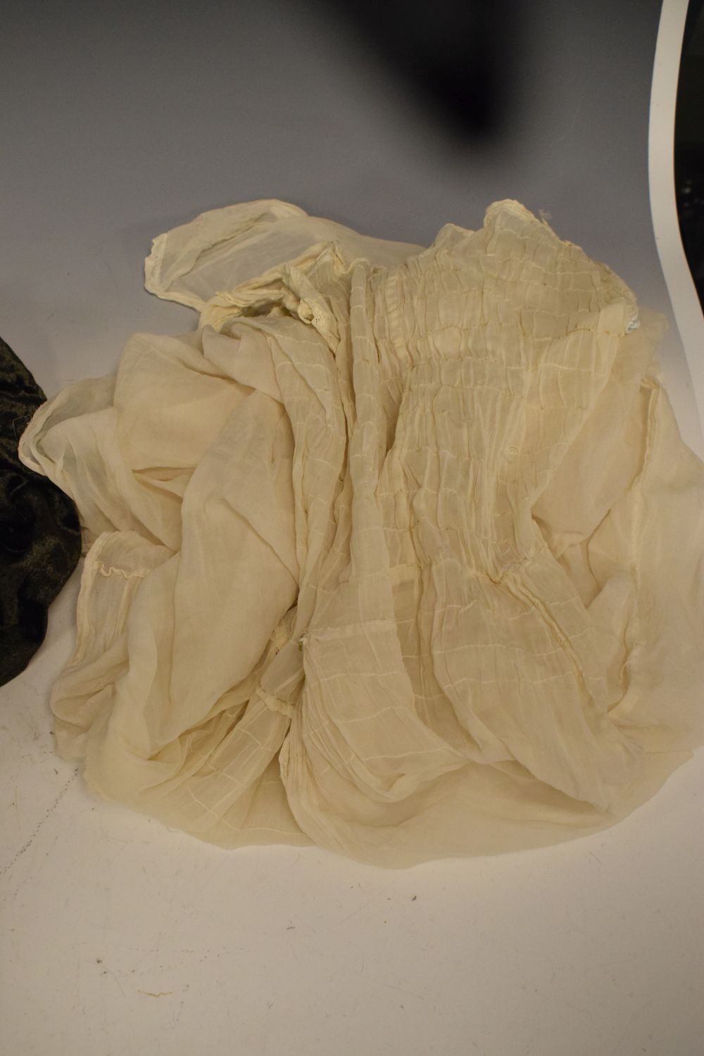 Clothing - Victorian or Edwardian cream silk petticoat, two lace blouses and brown and green - Image 6 of 6