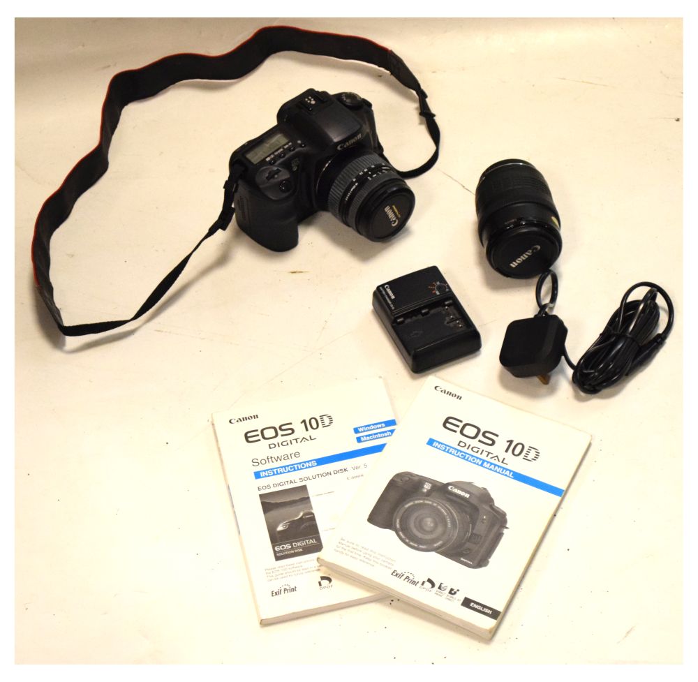 Canon EOS10D digital camera and accessories Condition: Not tested, sold as seen, some light