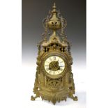 Cast brass Continental style mantel clock, 47cm high Condition: Movement is untested and sold as