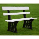 Railway Interest - Cast iron and painted wooden garden bench, the ends cast SWR (Southern Rail