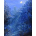 Erika Lee - Oil on board - Moonbeams in Nightingale Valley, being a view towards Clifton