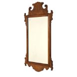 Georgian-style figured walnut fret-framed wall mirror, 68cm high Condition: **General condition
