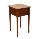 Edwardian string inlaid sewing table, the hinged top opening to reveal a fitted interior,71.5cm x