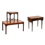 Reproduction mahogany sofa or side table with drop flaps, 37cm wide (closed), reproduction