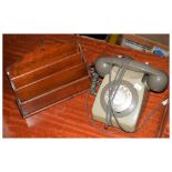 Vintage GPO style rotary dial telephone, together with an oak table letter rack Condition: Telephone