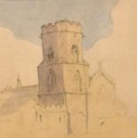 Charlie Miller - Watercolours - Lyme from the Museum, 11.5cm x 19.5cm, together with Outwell,