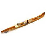 Kathro wooden mono water-ski with rubber footholds and Kathro Weston-super-Mare England label, 168cm