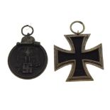 Nazi German Second Class Iron Cross, together with Eastern Front Medal Condition: Some wear and