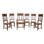 Set of six Arts & Crafts/Art Nouvuea high back dining chairs in the manner of Shoolbred having