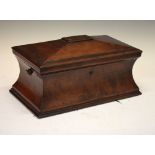 Mid 19th Century mahogany sarcophagus tea caddy with vacant interior, 34cm wide Condition: Lacking