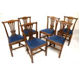 Set of six country Chippendale style chairs with padded seats, 91cm high approx Condition: Some