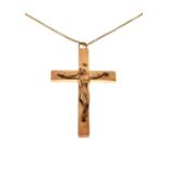 9ct gold cross or crucifix with Corpus Christi, 5.5cm high, together with a rolled gold chain, 7.