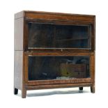Globe Wernicke style two section oak bookcase, 89.5cm x 87cm x 31cm approx Condition: The doors
