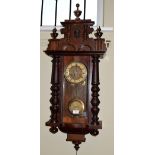 Late 19th/early 20th Century Vienna style wall clock, 95cm high approx Condition: Sold as seen,