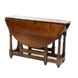 19th Century oak gateleg table, 104cm x 70cm x 33cm (when closed) Condition: Signs of wear and