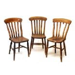 Three 19th Century lath back occasional chairs, each with solid seat, approximately 89cm high