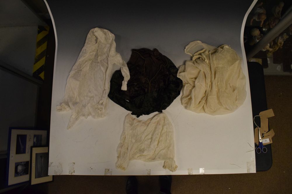 Clothing - Victorian or Edwardian cream silk petticoat, two lace blouses and brown and green - Image 2 of 6