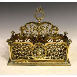 Late Victorian brass desk tidy having classical decoration, the bottom stamped Reg No 59137, 24cm