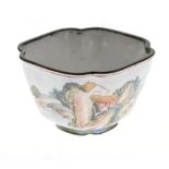 Small Chinese enamel tea bowl having landscape decoration, 3.5cm high Condition: Loss of