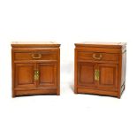 Pair of Oriental hardwood cabinets, each having one drawer over cupboard base, bearing George