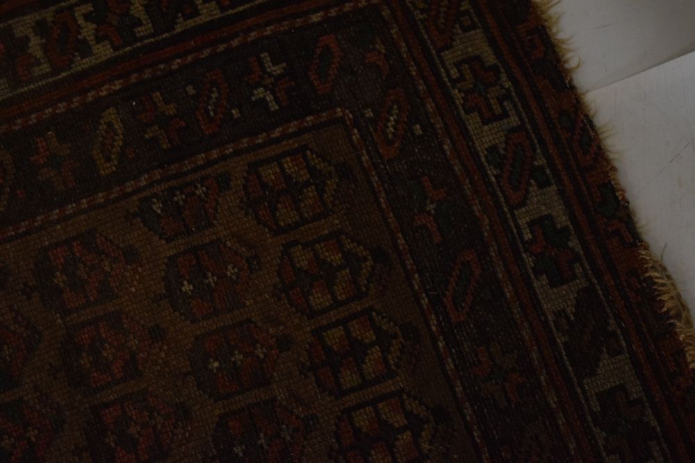 Middle Eastern wool rug, the pale brown field with allover polychrome boteh within multi borders, - Image 3 of 5