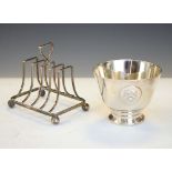 Late Victorian silver toast rack standing on four ball feet, Sheffield 1892, 9.5cm wide, together