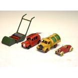 Three vintage Dinky Meccano die-cast model vehicles comprising: Beige Bedford Refuse Wagon,