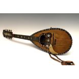 Early 20th Century mandolin with interior label stating Carlo Marazini Napoli Italia, 61cm long