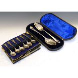 Set of six George V silver teaspoons, Birmingham 1918, 81g approx, together with a cased set of