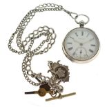 Victorian gentleman's open face pocket watch, Kemp Bros, Bristol, white Roman dial with subsidiary