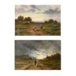 A. Salbrig - Pair of oil on canvas - Shepherds with their flock, one signed lower right, both