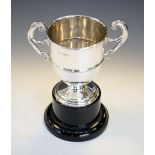 Edward VII silver two handled trophy cup, London 1905, 13.5cm high, 216g approx gross, on a black