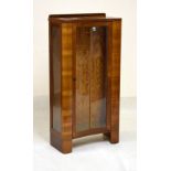 1930's Art Deco-style walnut veneered china cabinet of concave design, 59cm x 28cm x 118cm high