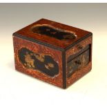 Japanese lacquered trinket box decorated with panels of birds in a tree, 8cm x 9.5cm x 12.5cm