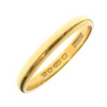 22ct gold wedding band, size P approx, 3.4g approx Condition: Light surface wear etc bent out of