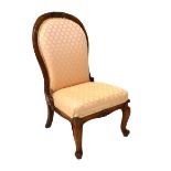 Victorian walnut nursing chair, 85cm high Condition: Some opening of the joints, back has a slight